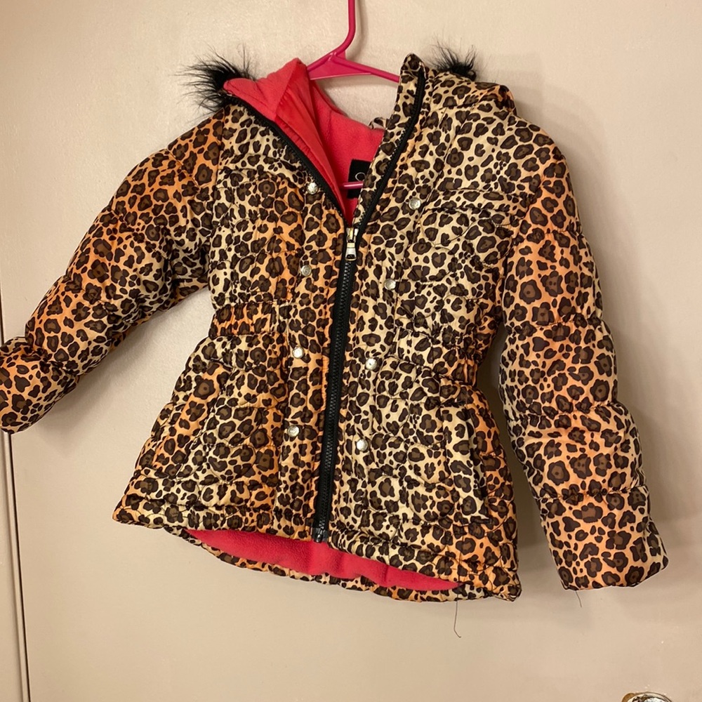 Cheetah print puffer coat